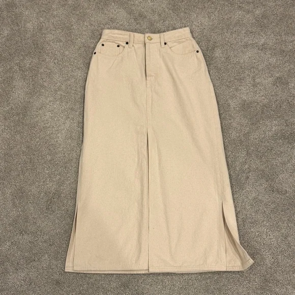 Still Here Panama Jean Denim Midi Skirt in Cream size 27 EUC - Picture 6 of 16